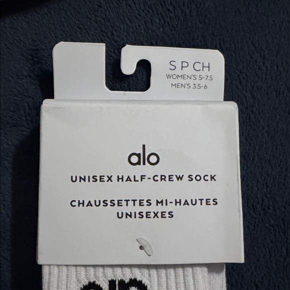 ALO Yoga White and Black Unisex Half-Crew Socks - Picture 2 of 3